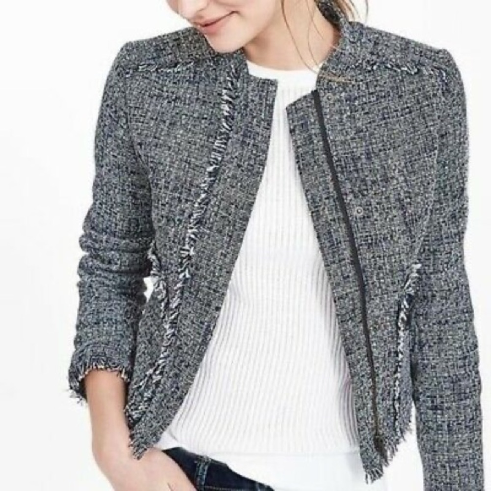 Banana Republic Raw Hem Tweed Moto Jacket - Picture 2 of 3